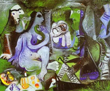  1961 Pintura al %c3%b3leo - Almuerzo sobre la hierba después de Manet 1961 Desnudo abstracto